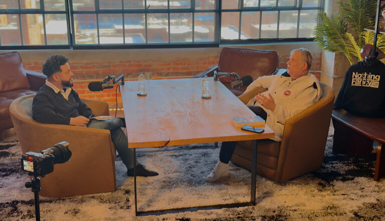 greg wier recording a podcast