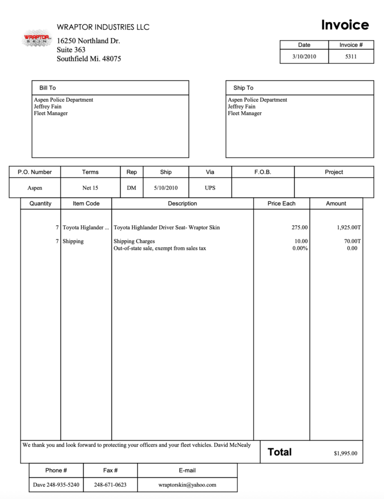 An invoice