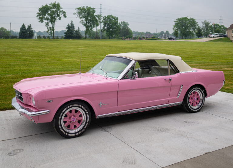 Pink Ford Mustang convertible